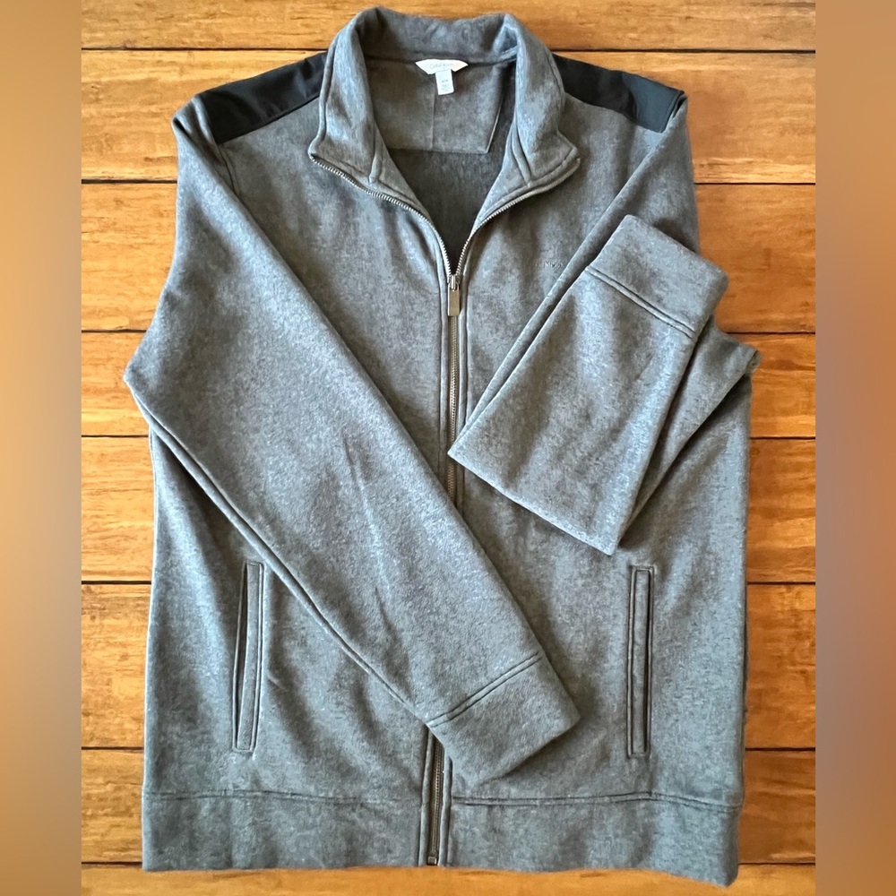 Calvin Klein Gray & Black Zip-Up Sweater Size M